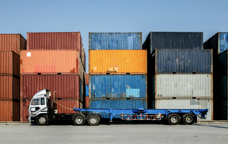 Truck in container yard