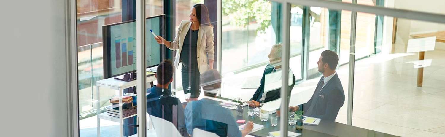 5 business people in a meeting