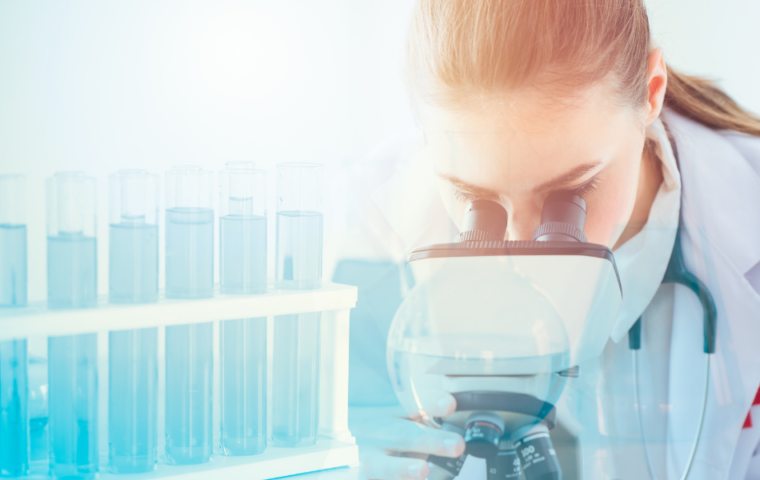 Doctor with microscope