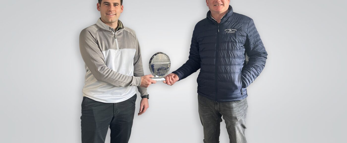 Pictured (l-r) is Aidan Harty Managing Director of Mid-Cork Pallets and Packaging, and graduate David O’Leary who is now a full-time employee with the company.