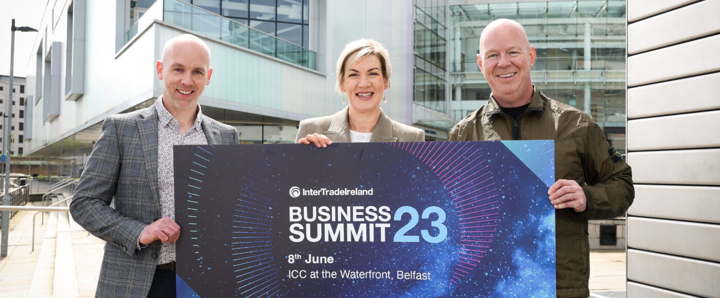 Pictured is Margaret Hearty, CEO InterTradeIreland (centre) with Sean Dobbs, CEO Forged Innovation and Mark Dodds, CEO Responsible
