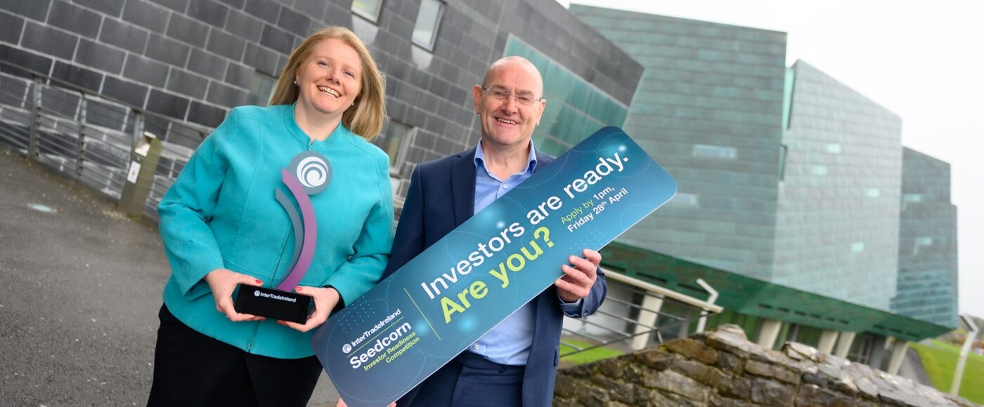 Connor Sweeney Seedcorn Programme Manager at Inter Trade Ireland pictured with previous winner NUA Surgical co founder Marie Therese Maher