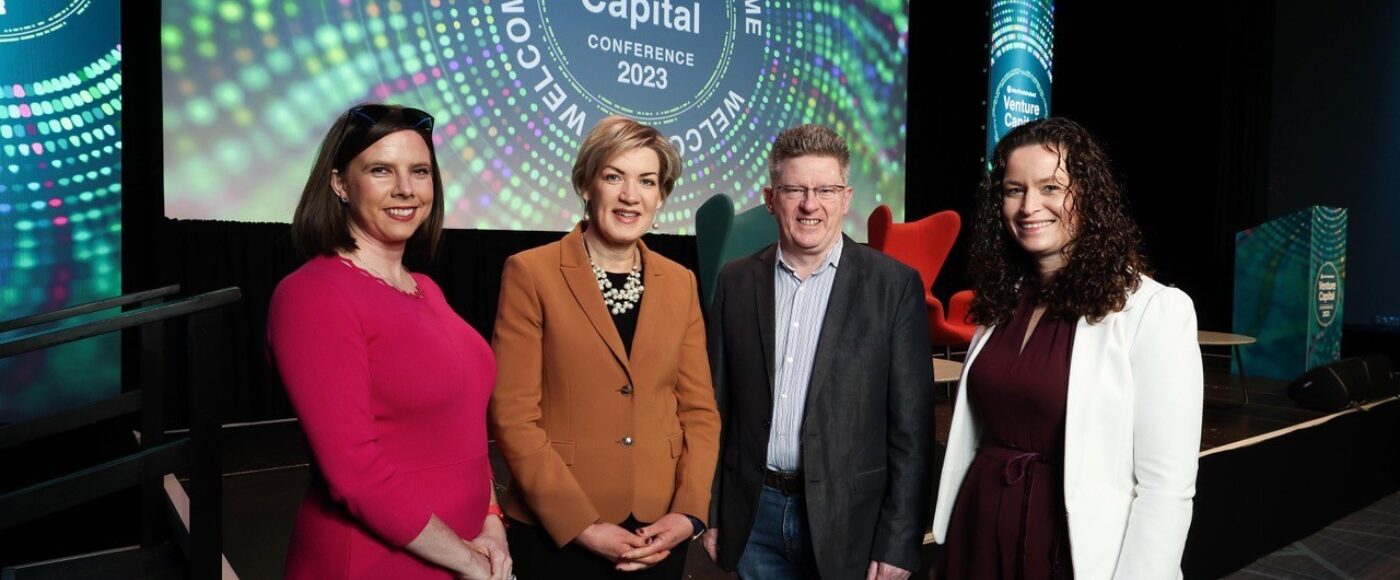 Susan Hayes Culleton Conference Host and the Positive Economist Margaret Hearty Chief Executive of Inter Trade Ireland Brian Caulfield Chair Scale Ireland and Lucy O Keeffe Chief Executive of Croi Valve