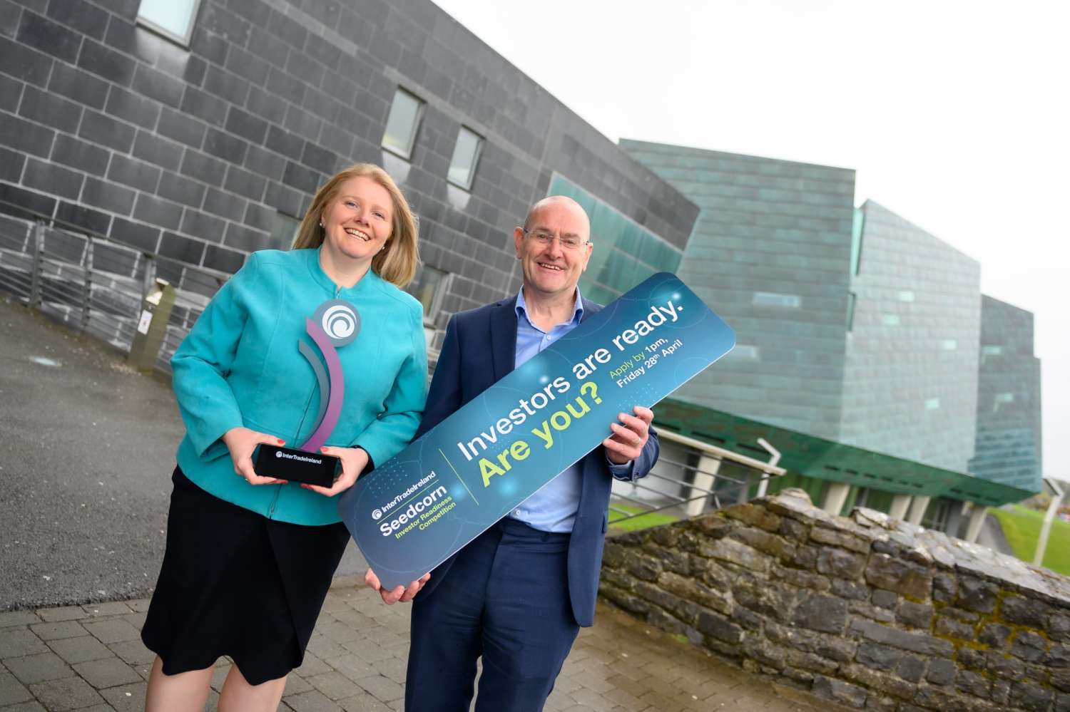 Connor Sweeney Seedcorn Programme Manager at Inter Trade Ireland pictured with previous winner NUA Surgical co founder Marie Therese Maher