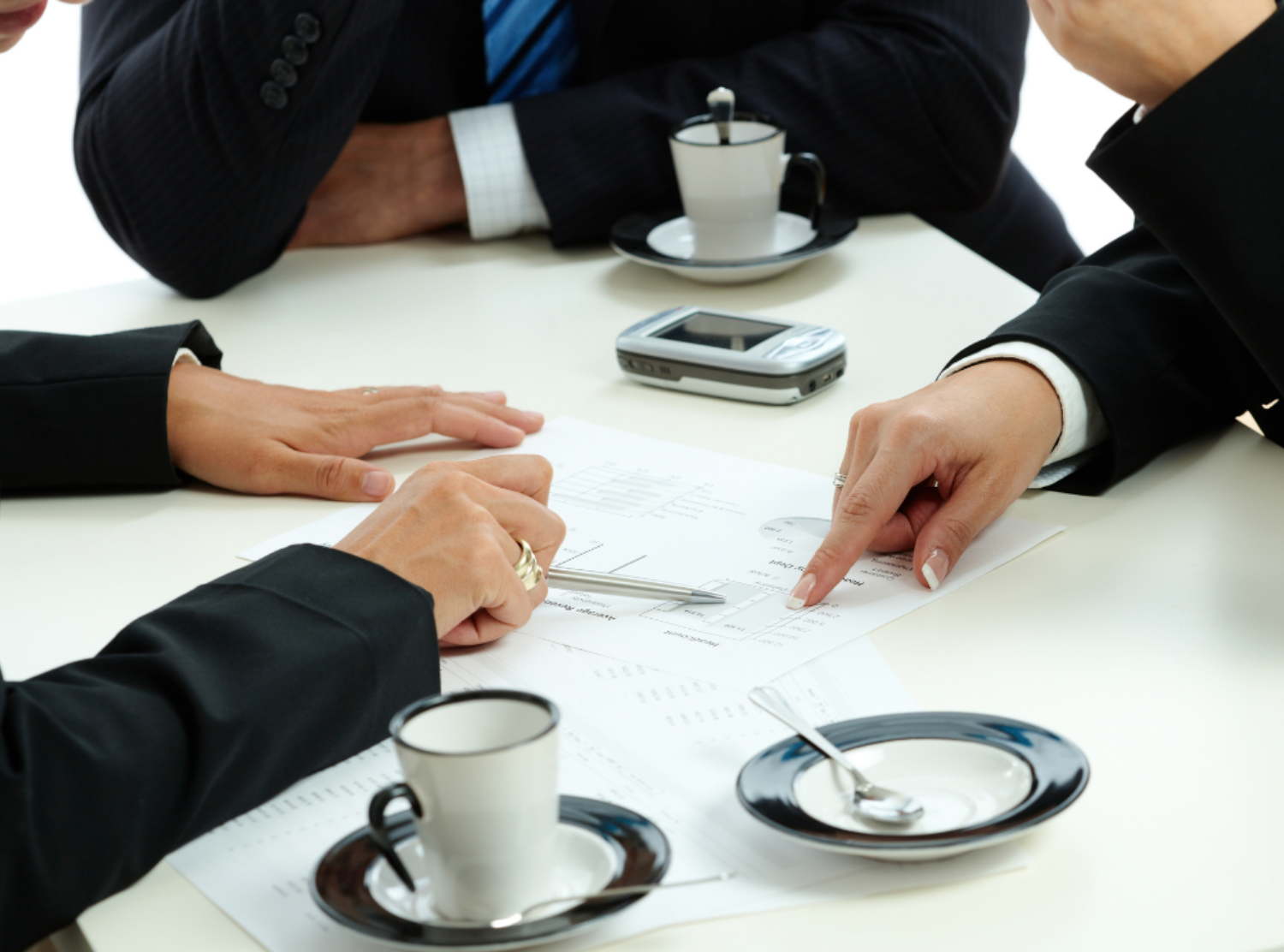 Hands Pointing Business Chart