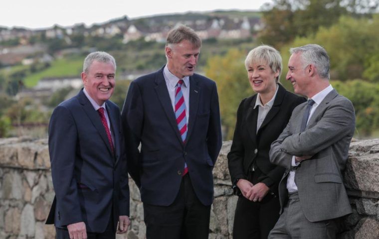 Group of business people standing outside