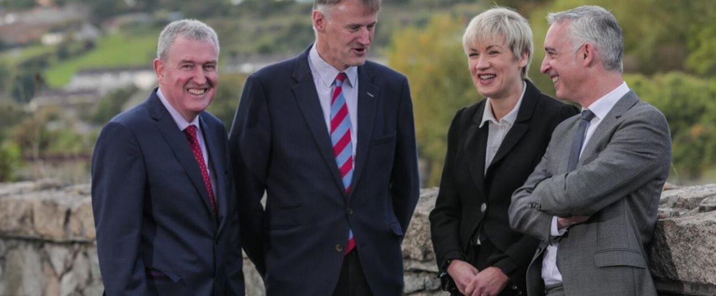 Group of business people standing outside