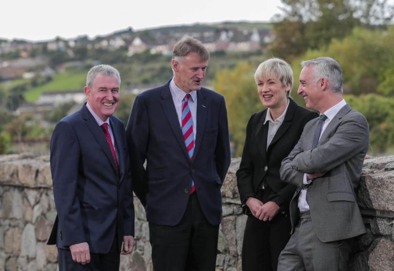 Group of business people standing outside